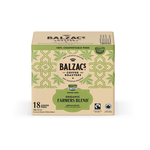 Balzac's Coffee Roasters Farmers Blend 18 Compostable Pods 189 g