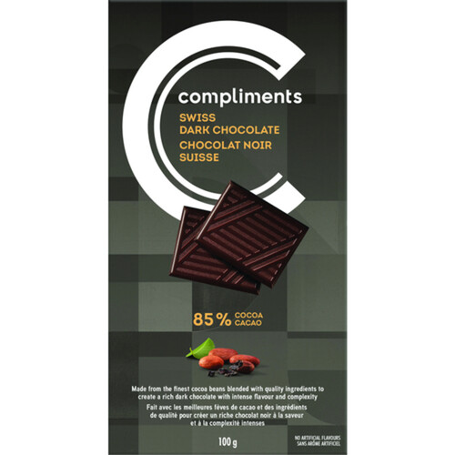 Compliments Chocolate Bar Swiss Dark 85% Cocoa 100 g