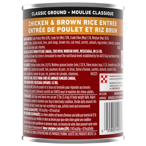 Purina ONE Wet Dog Food Classic Ground Chicken & Brown Rice Entre 368 g
