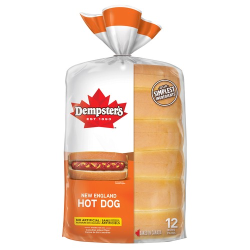 Dempster's New England Hot Dog Bun White 540 g