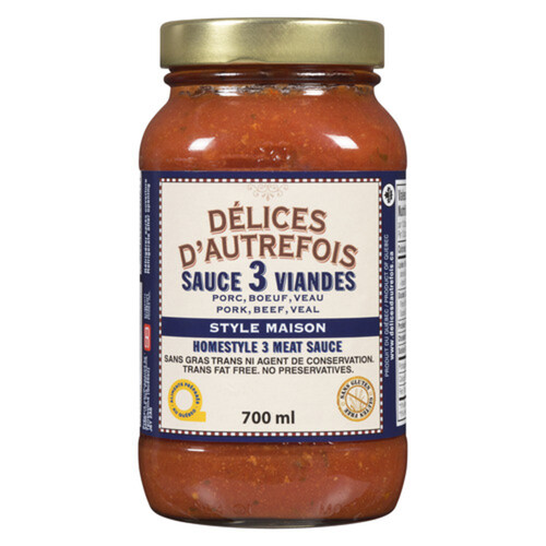 Délices D'Autrefois Pasta Sauce 3 Meats 700 ml