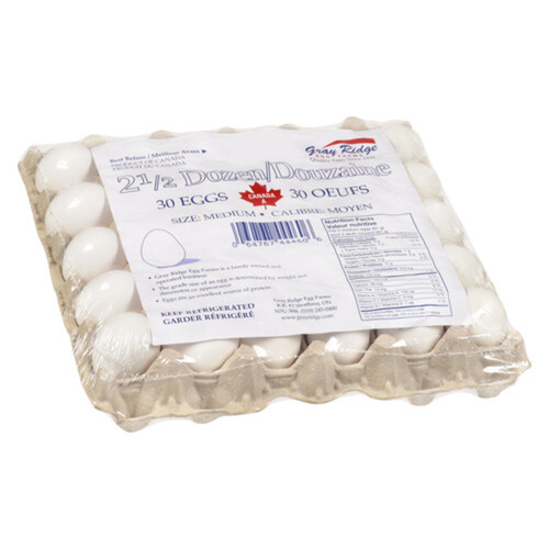 Gray Ridge Egg Farms White Eggs Tray Grade A Medium 30 Count