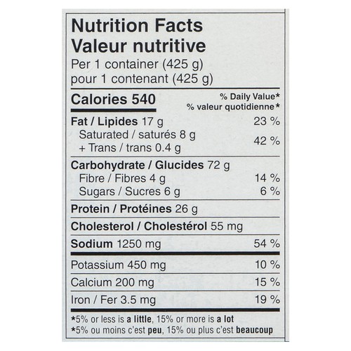 Michelina's Grande Frozen Meal Spicy Chicken Alfredo 425 g