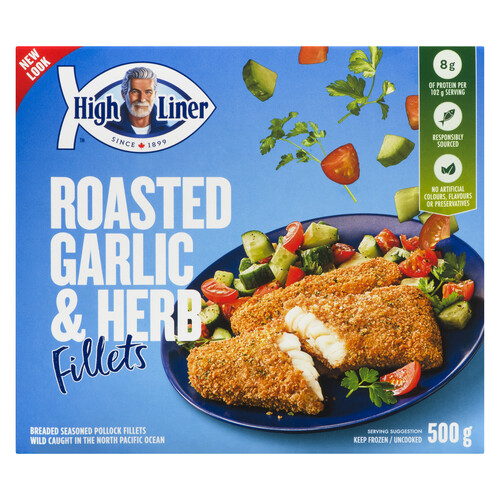 High Liner Breaded Seasoned Fish Fillets Roasted Garlic & Herb 500 g (frozen)