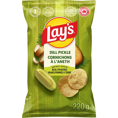 Lay's Potato Chips Dill Pickle Flavoured 220 g
