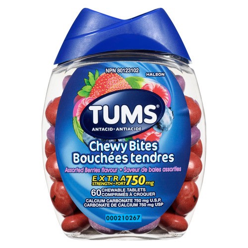 Tums Chewy Bites Antacid Assorted Berry 60 Count
