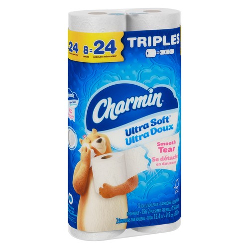 Charmin Toilet Paper Ultra Soft 2-Ply 8 Triple Rolls  x 156 Sheets