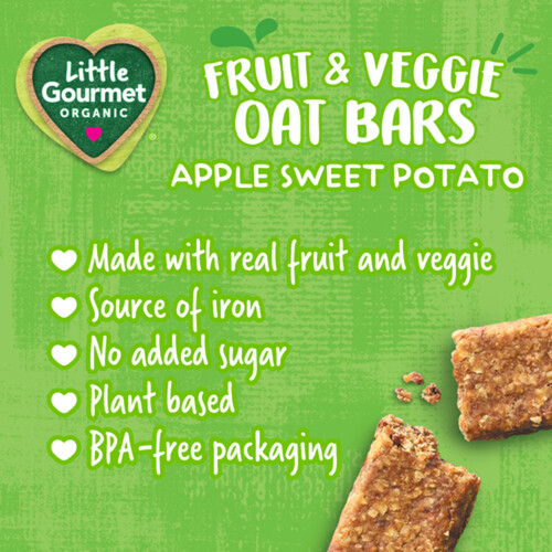 Little Gourmet Organic Fruit & Veggie Oat Bars Apple Sweet Potato 5 x 18 g