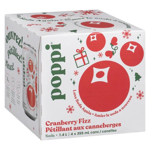 Poppi Soda Cranberry Fizz 4 x 355 ml (cans)