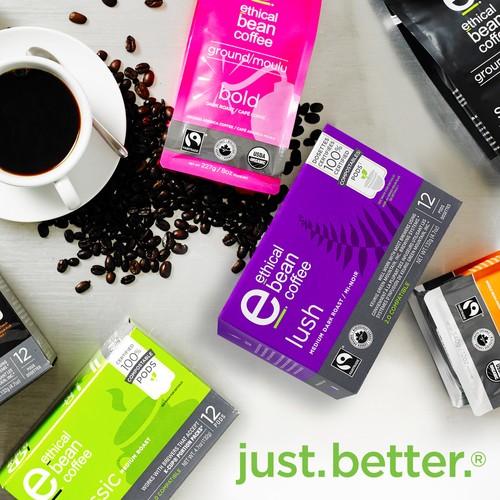 Ethical Bean Coffee Pods Lush Medium Dark Roast 12 Single Serve 132 g