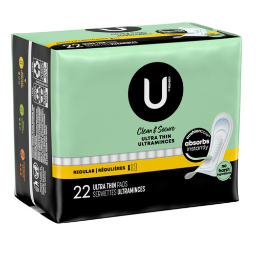 U by Kotex Clean & Secure Ultra Thin Pads Regular Absorbency 22 Count