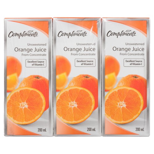 Compliments Orange Juice 3 x 200 ml 