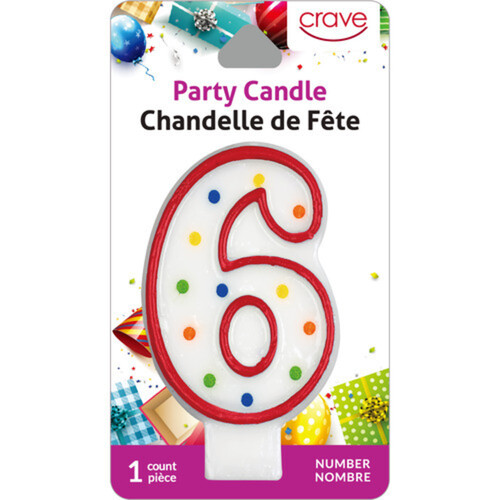 Crave Party Candle Number Six 1 Pack