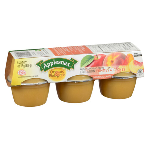 Applesnax Organic Fruit Snack Apple Peach 6 x 113 g