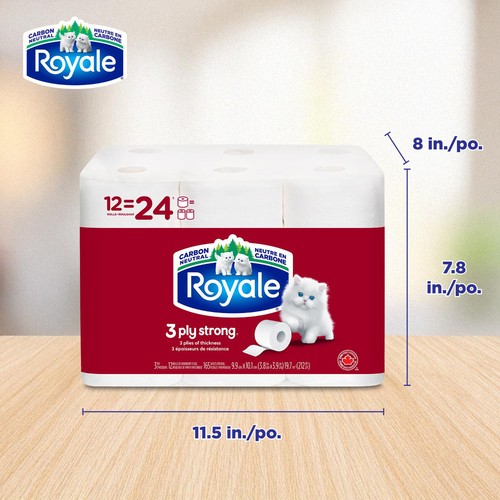 Royale Toilet Paper Strong 3-Ply 12 Rolls x 165 Sheets
