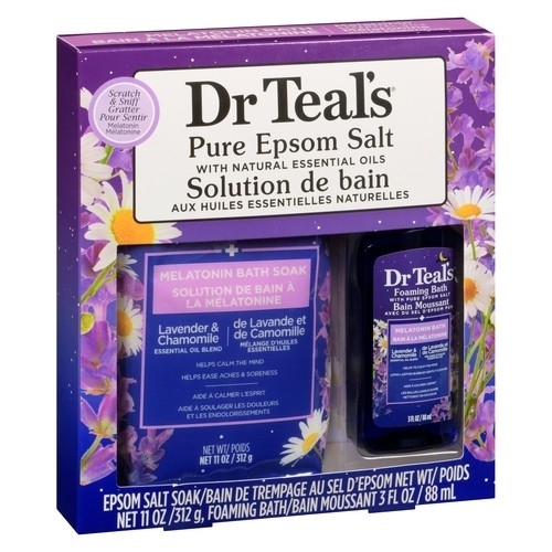 Dr Teal's Epsom Salt Soak And Foaming Bath Melatonin 2 Pack