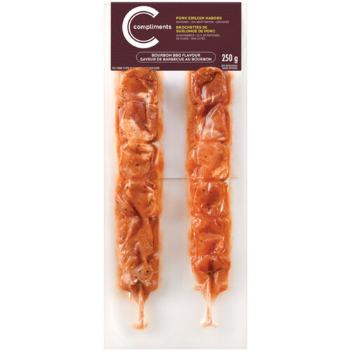 Compliments Pork Sirloin Kabobs Bourbon BBQ 250 g