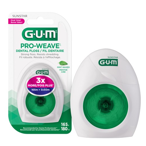 GUM Pro-Weave Dental Floss String Mint Waxed 165 m