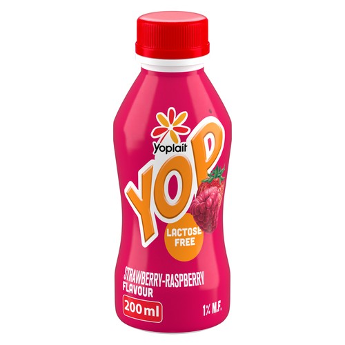 Yoplait Yop Lactose-Free 1% Drinkable Yogurt Strawberry Raspberry 200 ml