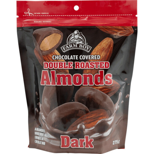 Farm Boy Dark Chocolate Covered Almonds Double Roasted 275 g