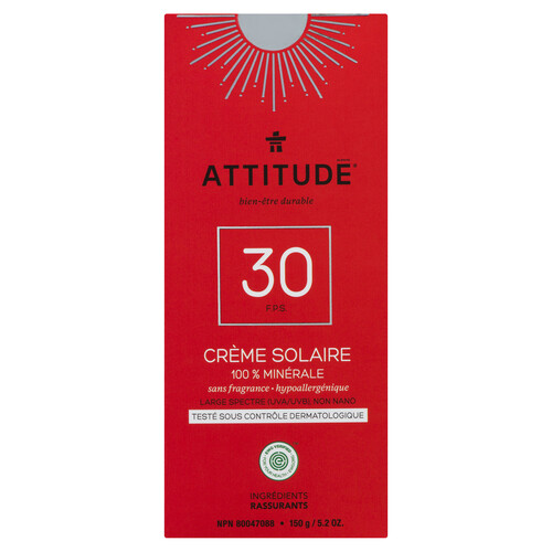 Attitude SPF30 Adult Fragrance-free 150 g