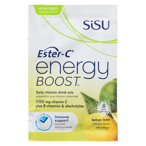 Sisu Energy Boost Drink Mix Ester-C Lemon Lime 30 x 8 g