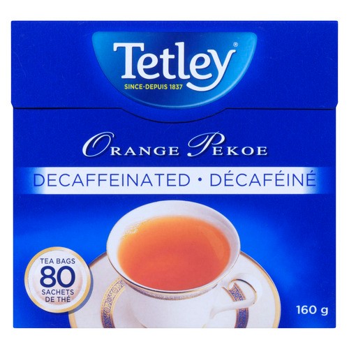Tetley Orange Pekoe Tea Decaffeinated 80 Tea Bags 