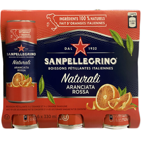San Pellegrino Aranciatta Rossa Sparkling Blood Orange 6 x 330 ml (cans)
