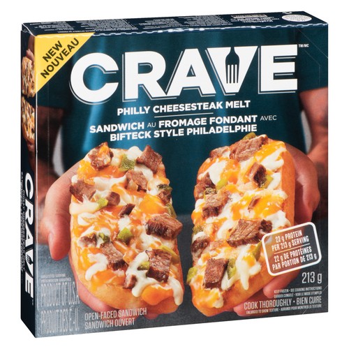 CRAVE Frozen Open-Faced Sandwich Melt Philly Cheesesteak 213 g