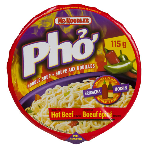 Mr.Noodles Soupe Pho au bœuf épicé et aux nouilles 115 g