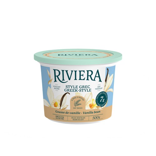 Riviera Gluten-Free Plant Based Oat Yogurt Greek Style Vanilla Beans 500 g