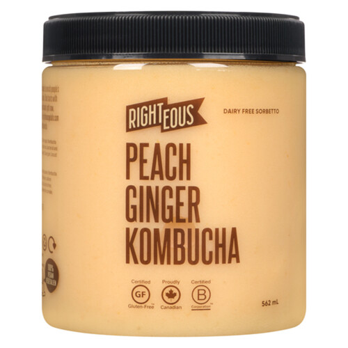 Righteous Gelato Dairy Free Gluten-Free Sorbetto Peach Ginger Kombucha 562 ml