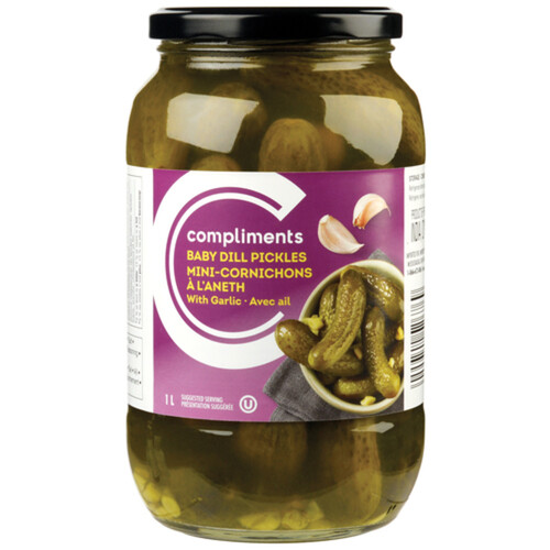 Compliments Baby Dill Pickles Garlic 1 L