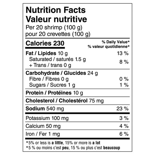 BlueWater Seafoods Frozen Breaded Tail-Off Popcorn Shrimp 325 g