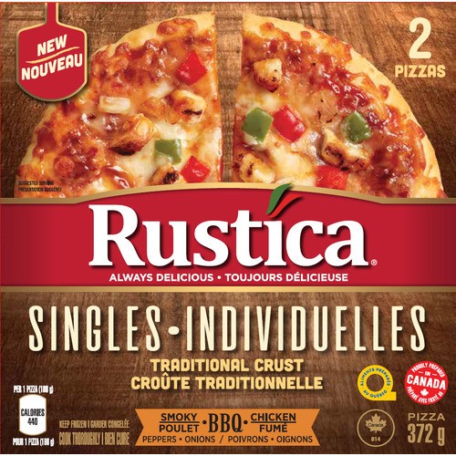Rustica Frozen Pizza Smoky BBQ Chicken Singles 372 g