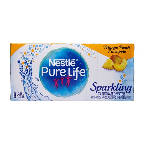 Nestlé Pure Life Sparking Water Mango Peach Pineapple 8 x 355 ml (cans)