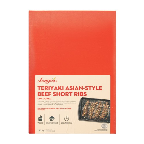 Longo's Frozen Beef Short Ribs Uncooked Teriyaki Asian-Style 1.81 kg