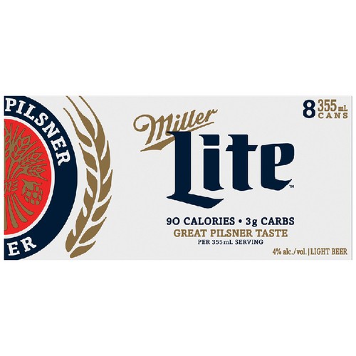 Miller Lite Light Beer 8 x 355 ml (cans)
