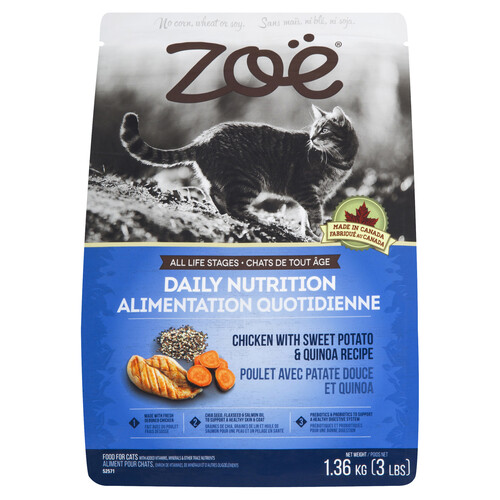 Zoe Daily Nutrition Dry Cat Food Chicken With Sweet Potato & Quinoa 1.36 kg