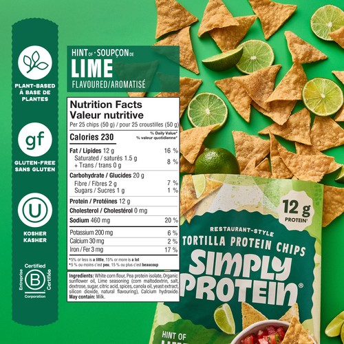 SimplyProtein Tortilla Protein Chips Hint Of Lime 130 g