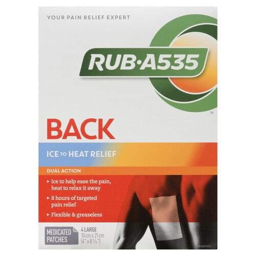Rub•A535 Pain Relief Dual Action Back Patch 4 EA