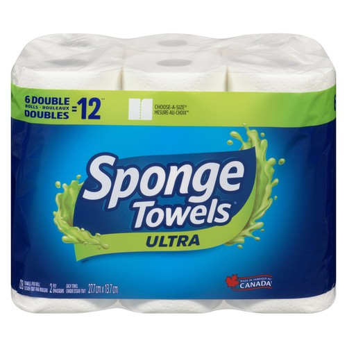 Sponge Towels Paper Towel Ultra 2-Ply 6 Double Rolls x 128 Sheets