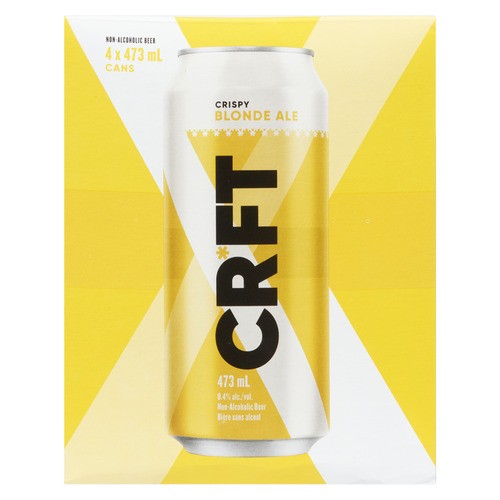 CRFT Crispy Blonde Ale Non Alcoholic Beer 4 x 473 ml (cans)