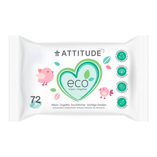 Attitude Eco-Baby 100% Biodegradable Wipes 72 Count