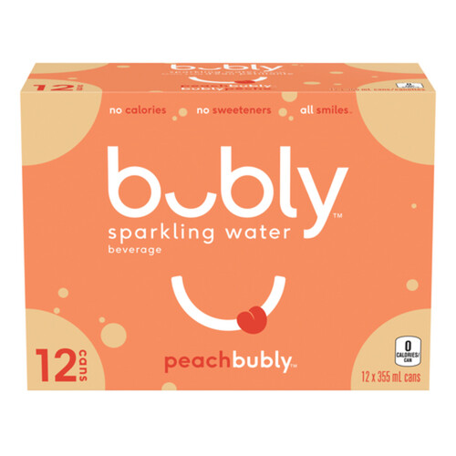 Bubly Sparkling Water Peach 12 x 355 ml (cans)