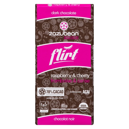 Zazubean Organic Chocolate Flirt Raspberry & Cherry 85 g