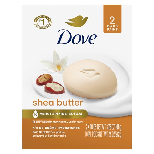 Dove Beauty Bar Gentle Skin Cleanser Shea Butter Moisturizing For Gentle Skin Care 2 x 106 g