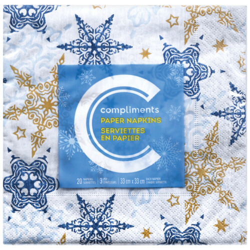 Compliments Napkins Holiday Print 20 EA