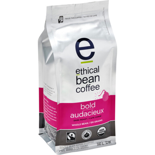 Ethical Bean Organic Whole Bean Coffee Bold Dark Roast 340 g