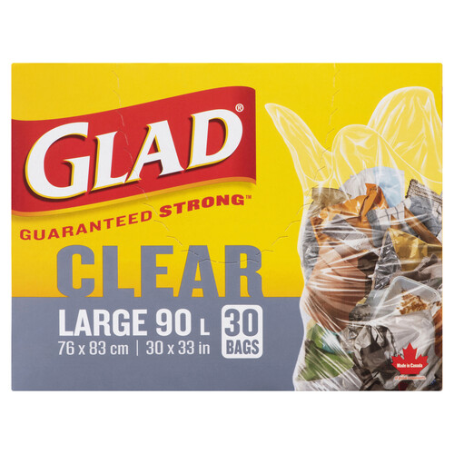 Glad Garbage Bags Clear Large 90 L 30 Bags